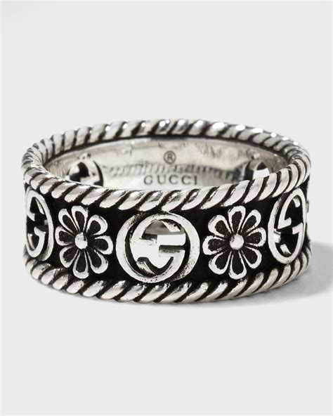 gucci flora silver ring|gucci interlocking g ring.